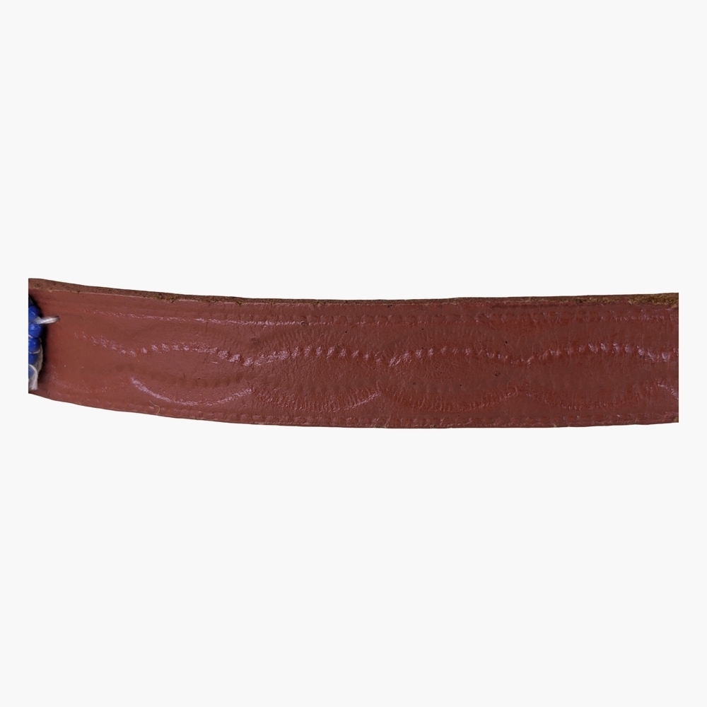 Vintage Tooled Leather Beaded Slim Belt | Western Boho | 29"-33" Waist - Picture 6 of 7